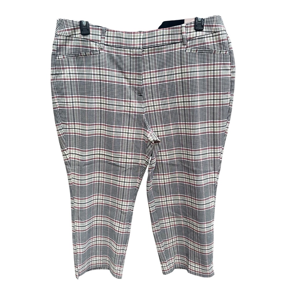 Lane Bryant 4-Season Slim Capri Pants Glen Plaid Pink Tan Mid-Rise Size 20 NEW